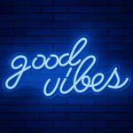 Neon Sign Good Vibes, Dimmable LED USB Powerd Neon Light for Wall Decor, Holiday Party Home Bar Decoration Festival Celebration 15.7" × 7.7", Blue