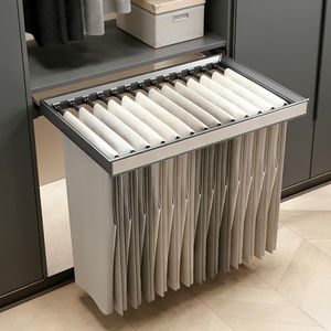 Pull Out Pants Rack for Closet, Pants Organizer for Closet with Soft-Close Rails, Inner Width 18.2"-39.9", Retractable Wardrobe Trousers Rack, Space Saving Aluminum Alloy Closet Organizer