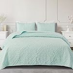 Exclusivo Mezcla Twin Quilt Bedding Set, Lightweight Vintage Twin XL Size Quilts with Pillow Sham, Soft Bedspreads Coverlets for All Seasons, (88"x68", Aqua)