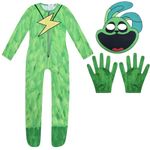 Smiling Critters CATNAP Kids Cosplay Costume Fancy Dress up Party Performance Jumpsuit&Mask&Glove 3Pcs (green, 9-10 Years)