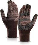 MOKANI Winter Touch Screen Gloves Men Anti-Slip Thermal Gloves Knit Mens Gloves with Silicone Particles Thickened Elastic Windproof Cuff Warm Fluff Lining for Driving Running Sport Typing, Coffee