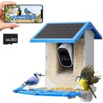 TREEBIRDY Smart Bird Feeder Camera - 4MP 2.5K Full HD, 64G TF Card Included, Solar Powered Wireless, Auto Capture Bird Video & Notify Detected Birds, AI Identify 11000+ Birds Feed Watching Camera