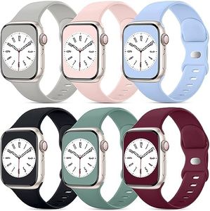 Witzon 6 Pack Sport Band for Apple Watch Bands 46mm 45mm 44mm 42mm 49mm Series 10 9 8 7 6 5 4 3, Soft Adjustable Replacement Silicone Straps for iWatch Apple Watch Ultra Ultra 2 SE Band for Women Men