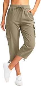 Soothfeel Women's Cargo Capris Pants with 6 Pockets Lightweight Quick Dry Travel Hiking Summer Pants for Women Casual (Dusty Khaki, XXL)