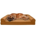 Furhaven XXL Memory Foam Dog Bed Quilted Sofa-Style w/Removable Washable Cover - Toasted Brown, Jumbo Plus (XX-Large)