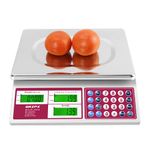 Digital Commercial Price Scale 66 lbs for Food Meat Fruit Produce with Green Backlight LCD Display Stainless Steel Platform Battery Included Not for Trade