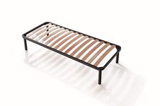 EVERGREENWEB - Single Bed Base 90x180 cm with strong Iron Frame and Beech Wood Slats Orthopedic, 35 cm High Reinforced Slatted Bed Frame FULLY ASSEMBLED + Kit 4 Removable Feet, for all Beds Mattresses