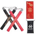 Fastvert Safe Foam Nunchuck,2 Pairs of Lightweight Durable Training Nunchaku Ideal for Beginners and Kids(One Black and one red.)