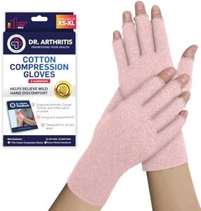 Doctor Developed Arthritis Gloves - Cotton Fingerless Compression Gloves - Hand Compression Gloves for Arthritis Relief - Compression Gloves for Women/Men, With Doctor Handbook (Pink, S)