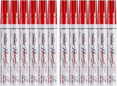Lesun Red Paint Pens - 12 Pack Waterproof Oil-Based Paint Pen Set, Quick Dry and Permanent, Markers for Rock, Stone, Ceramic, Wood, Fabric, Plastic, Canvas, Glass, Mugs, Tires