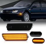 D-Lumina LED Side Marker Turn Signal Light Kit Smoked Lens Amber for VW Golf Jetta MK4 1995-2005, MK4 GTI R32 2000-2003, Front Bumper & Fender Side Marker Lamp, Replace OEM Sidemarker Lamps, Pack of 4