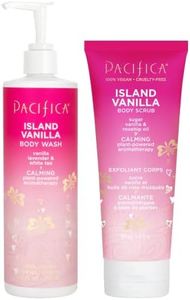 Pacifica Beauty Island Vanilla Body Wash + Exfoliating Scrub, Aloe, Sugar, Rosehip Oil, Hyaluronic Acid, Everyday Cleansing, Bath & Shower Gel, Body Polish, Clean, Vegan + Cruelty & Parben Free