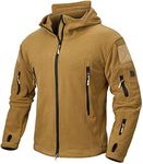 NAVEKULL Men's Tactical Hoodie Fleece Jacket Winter Warm Full-Zip Military Army Outdoor Hiking Coat with 7 Zip-pockets, Kahaki, Small