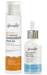 Glowelle 10% Niacinamide & Rice Water Face Serum for Glowing Skin, Brighter Skin, 30ml & 1% Hyaluronic Sunscreen Aqua Gel With SPF 60 PA++++ for UV A, UV B & Blue Light Protection, 50ml