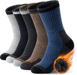 SIMIYA 5 Pairs Merino Wool Socks Hiking Warm Thermal Thick Socks for Cold Winter Wicking Cushioned Men & Women Size 7-13