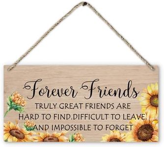 PHAMTE Friendship Gifts for Women Friends Sign, Forever Friends Sunflower Printed Wood Plaque Sign Wall Hanging, Friend Women Coworkers Gifts Hanging Wall Signs for Home Wall Decor 12 x 6 Inches Wall Pediments