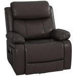 HOMCOM Swivel Rocker Recliner Chair for Living Room, PU Leather Reclining Chair with 8 Vibration Massage, Remote Control, and Side Pockets, Brown