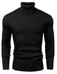 NORTHWIND Men's High Turtle Neck Cotton Slim Fit T-Shirt (Black, Medium)