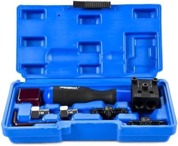 PESIKO 7-Piece Brake Line Flaring Tool Kit for 3/16" & 1/4" Lines, SAE Double Flare Tool, Creates 45° Single, Double & Bubble Flares for Hydraulic Brake Line Repair for Copper and Steel Tubing