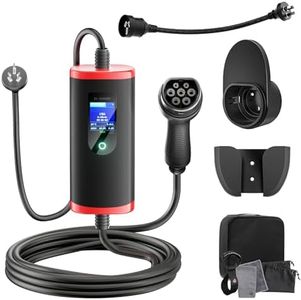 7JI EV Charger Type 2 3.5 kW 5M 10-15A Adapter Portable EV Chargers Polymer Materials Cable with Australian 15 A Plug|10A Adapter, Adjustable Current Compatible with Tesla, BYD and Other PHEV/BEV/EV
