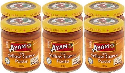 AYAM Thai Yellow Curry Paste | Smooth & Creamy | Gluten, Dairy & Egg Free | Great Taste | No Additives & No Added MSG - 6 x 185g