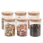 The Better Home Pack of 6 Borosilicate Glass Jars with Bamboo Lid I Transparent Airtight Borosilicate Kitchen Containers Set | Glass Jars for Cookies Snacks Dry Fruits Nuts Pulses | 600 ml Each