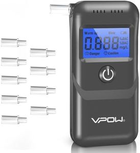 VPOW Breathalyzer, Alcohol Breathalyzer to Test Alcohol with Digital Blue LCD Display, Grade Accuracy Personal Breathalyzers Alcohol Tester for Personal Home Professional Use - Gray