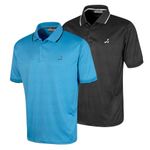 Under Par 2 Pack Men's Golf Polo Shirt in Waffle Knit with Stretch, Moisture Wicking and UV protection, Black & Turquoise, M