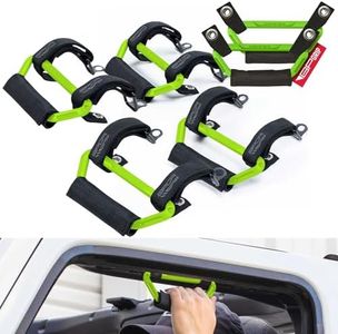 GPCA GP Grip Air Grab Handles Designed for 2024+ Jeep Wrangler JL 4xe w/Airbag Compatible - Aero-Grade Aluminum, Patented Foldable Design, Easy Installation – (4+2 Packs, Neon Green)