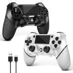 AceGamer 2 Pack Wireless Controller for PS4,Game Controller for PS4/Pro/Slim/PC,Gamepad Joystick with Turbo/Back Button/Dual Vibration/6-Axis Gyro Sensor/Touch Panel (Black and White)