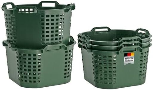 BURI Lot de 5 corbeilles de récolte de jardin 50 l fabriquées en Allemagne - Panier à fruits empilable - Convient à un usage alimentaire - 54 x 31 cm - Panier à pommes de terre - Panier en plastique