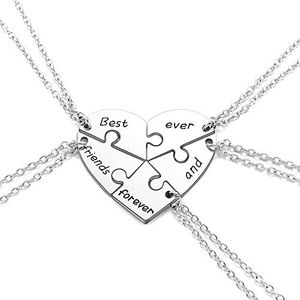 Jovivi Collane Amicizia Cuore Spezzato per 5 Migliori Amiche, BFF Collane Puzzle Diviso Incisione Best Friends Forever and Ever per Donna Ragazza, Collane Distanza Ricordo per Amici Laurea Fine Anno