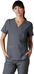 Members Only Women's Siena Scrub Top with 5 Pocket | Hospital Uniform|Nursing Scrubs| Pull On Closure Shirt (Graphite, Large)