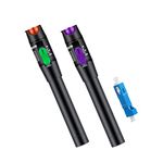 2Pcs Fiber Visual Fault Locator Fiber Optic Tester - VFL Fiber Optic Cable Tester Meter with SC to LC Adapter - Fiber Optic Tools Tester Kit for LC/FC/SC/ST, Network Cable Test (Green+Purple)