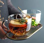 KiKiluxxa Tea Coffee 450 ml Cup Set of 3 pcs, Crystal Espresso Mug, Clear Toughened Glass Mug with Handle for Cappuccino, Milk, Latte hot/Cold Drinks