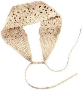 OYOANGLE Women's Boho Crochet Knit Hair Band Vintage Head Wrap Hair Bandanas Head Kerchief Beige One-Size