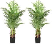 YITAHOME 2 Pack 4FT Tall Artificial Palm Tree, Faux Tree Fake Areca Palm Tree Christmas Decor with 22 Detachable Leaves, Dypsis Lutescens Plants in Pot for Porch Office Living Room Outdoor Decor