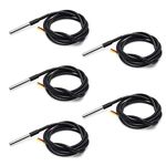 Techleads Waterproof DS18B20 Digital Temperature Sensor Probe 100cm Wire Cable for Arduino(5 Pcs)