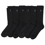 Polo Ralph Lauren Men's Classic Ribbed Crew Socks - 6 Pack, Black, 10-13