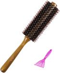 Boar Bristle Hairbrush Vista Round Hair Brush Wooden Handle Anti Static Hairbrush for Hair Styling, Drying, Curling