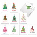 The Best Card Company - 20 Merry Christmas Greeting Cards (10 Designs, 2 Each) - Festive Holiday Assortment (4 x 5.12 Inch) - Holiday Hearts AM2916XSG-B2x10