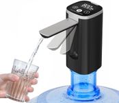 Foyucool 2-5 Gallon Water Dispenser, Electric Foldable Water Bottle Pump, Touchable Screen, 3 Level Water Dispensing, Type-C Rechargeable, Portable Automatic Water Pump for Home Office Camping, Black