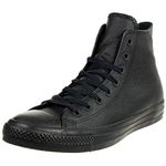 Converse Women's Chuck Taylor All Star Leather High Top Sneaker, Black Mono, 7.5