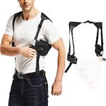 ZONSUSE Shoulder Holster, Vertical Gun Holster, Concealed Gun Holster Shoulder, Tactical Pistol Holster, with Double Magazine Pouch Adjustable Strap, for Most Pistol Outdoor Training Hunt (Black)