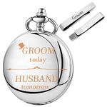 Wedding Pocket Watch Silver Tie Bar Wedding Keepsake Presents for Groom Wedding Gifts