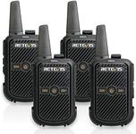 Retevis RT15 Walkie Talkie Rechargeable FRS 16 Channel Lock VOX Hands-Free 2 Way Radio Long Range for Adults (Black, 4 Pack)