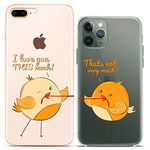 Cavka Matching Couple Cases Compatible for iPhone 14 13 Pro Max 12 Mini 11 Xs 6s 8 Plus 7 Xr 10 SE 5 Friends Soft I Love You This Much Slim fit Print Flexible Cute Yellow Chicks Clear Cover