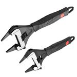 MAXPOWER Slim Jaw Adjustable Wrench Set, 6" & 10" Wide Jaw Opening Adjustable Wrench, Dual Scale with Metric and SAE Plumbing Wrenches, Deep Jaw Wrenches with Soft Grip Handle