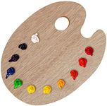 U.S. Art Supply 11.8" X 19.8" Extra Large Wooden Oval-Shaped Artist Painting Palette with Thumb Hole - Wood Paint Color Mixing Tray - Easy Clean, Mix Acrylic, Oil, Watercolor