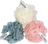 Amazerbst loofah,Shower Puff for Women and Men, Soft Body Scrubber Bath Sponge Set of 3